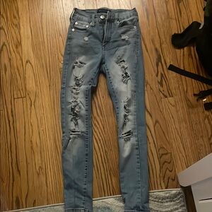 Aeropostale Blue Skinny Jeans with Distressed Detailing